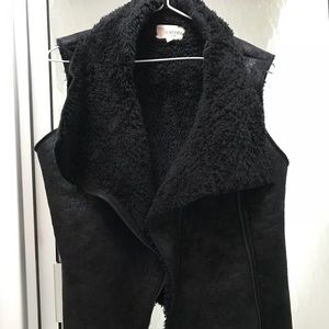 Black Shearling Vest, Size Small